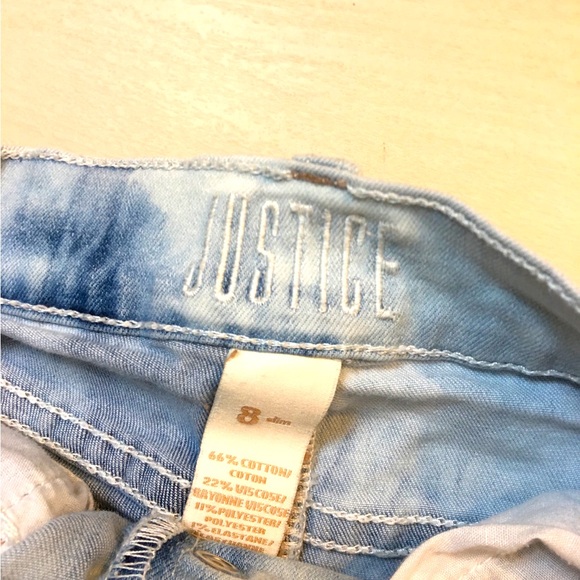 Girls Justice Color-Wash tie dye ripped buttoned short Jeans pant - Picture 5 of 5